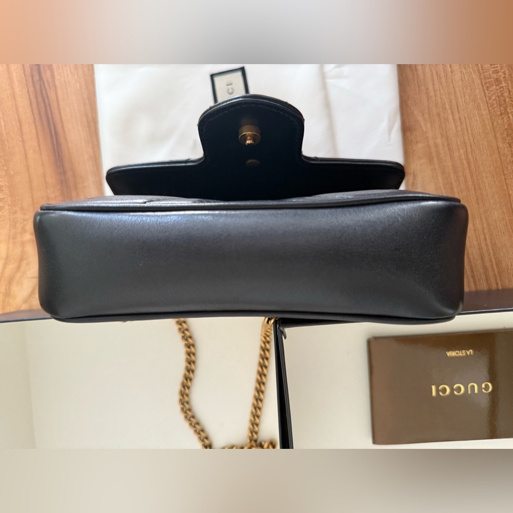 Gucci GG Marmont Mini Quilted Black Leather Shoulder Bag - Picture 11 of 16